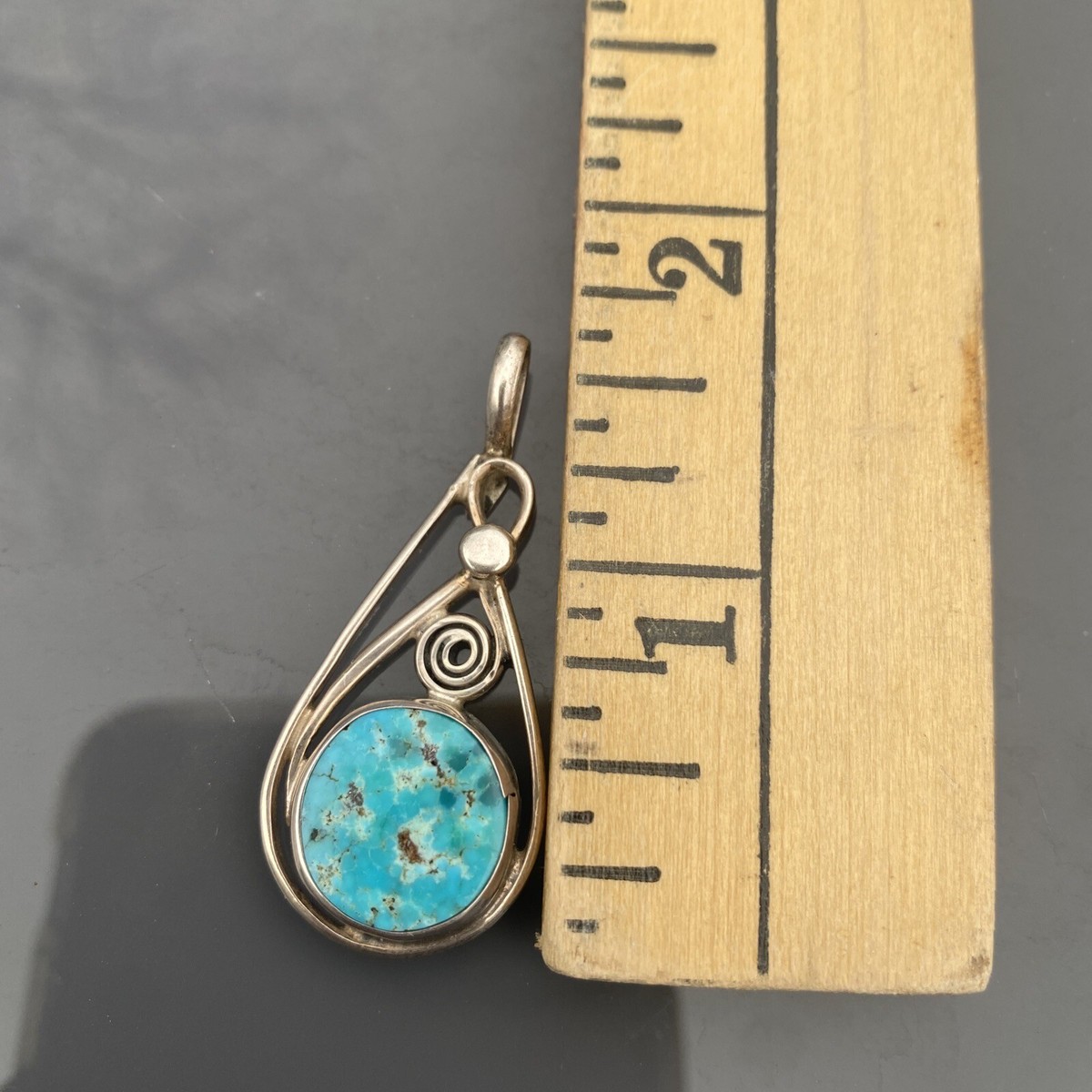 Navajo Robert Platero RP Sterling Silver Turquoise Swirl 925