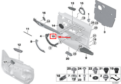 Neu BMW X1 F48 Türdekorleiste vorne rechts 7399580 51417399580