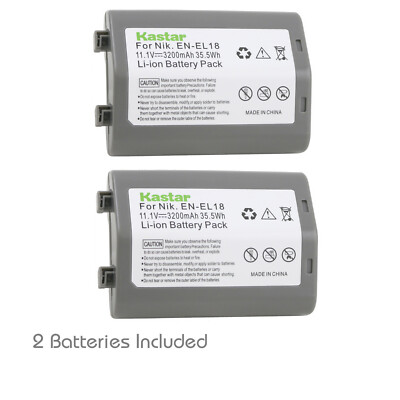 Kastar 2Pcs Battery for Nikon EN-EL18 EN-EL18a EN-EL18b MH-26 MH-26a D4 D4S D5 