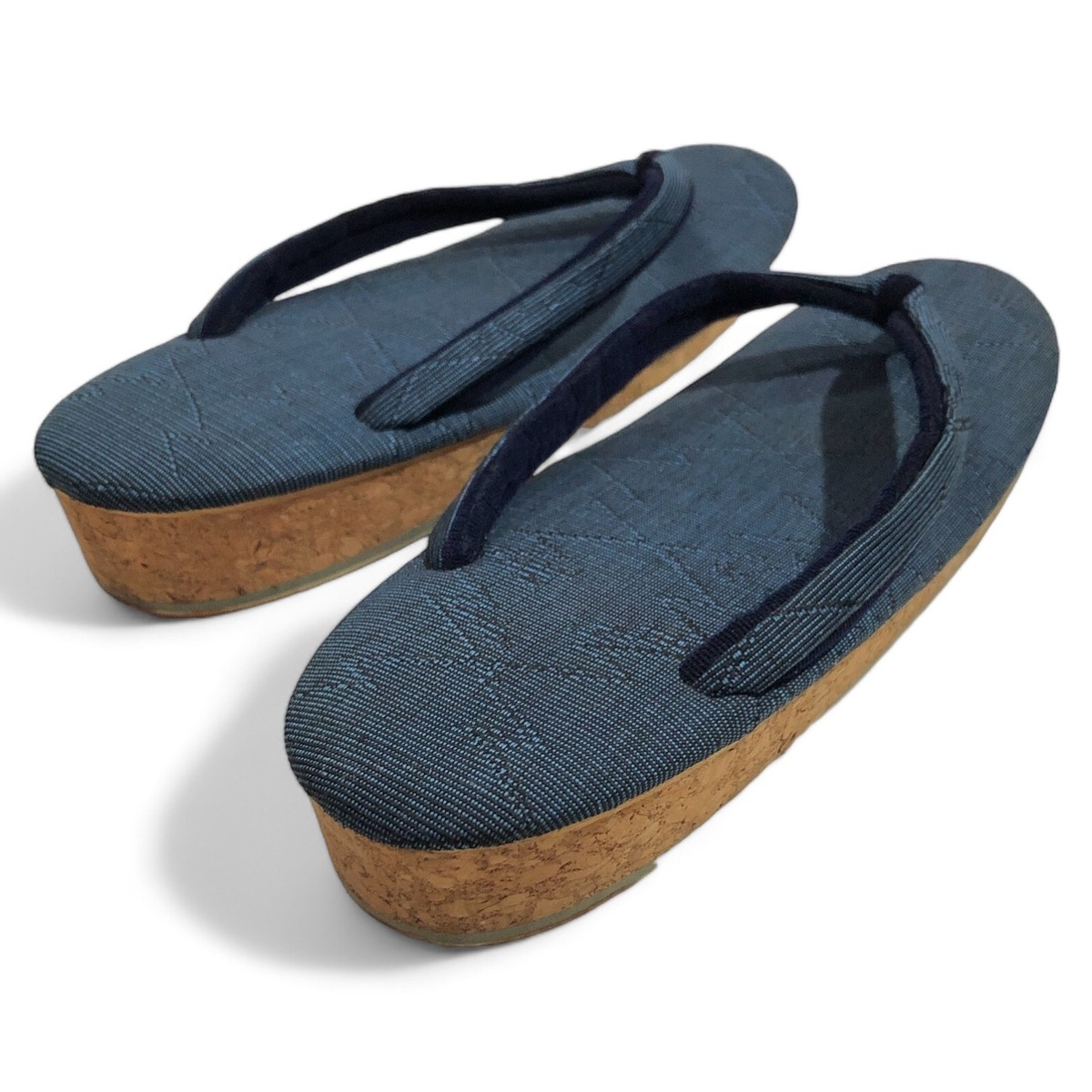 Japanese Zori Geta Shoe Luxury Blue Sandals Flip Flop Slipper