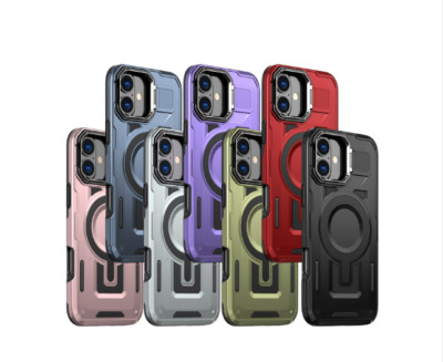 10pcs/lot Hybrid Metal Lens Holder Car Magnetic Suction Case for iPhone Sam A06