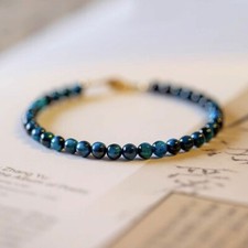 Blue Tiger's Eye 4mm Beads Healing Protection Minimalist Dainty Women Bracelet
