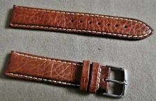 Festina vintage leather strap light brown mm 19 steel buckle mm 18 Nos