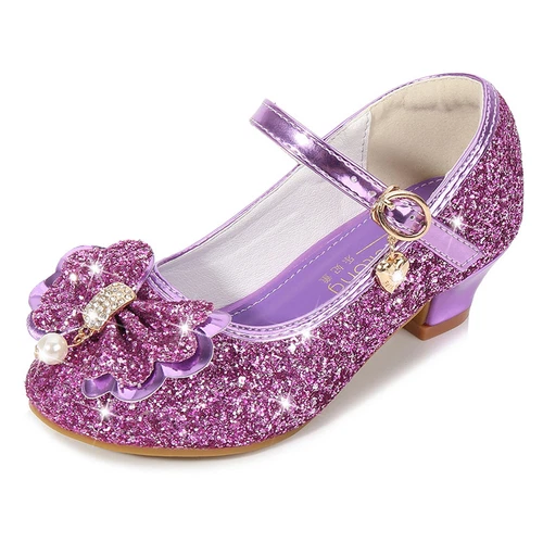 Kinder Mädchen Festliche Schuhe Absatz Glitzer Hochzeit Party Prinzessin Schuhe- - Bild 8 von 39