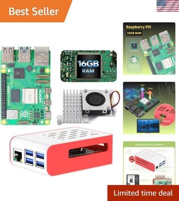 Complete Raspberry Pi 5 Package: 16GB RAM, Stylish Case & Active Cooling