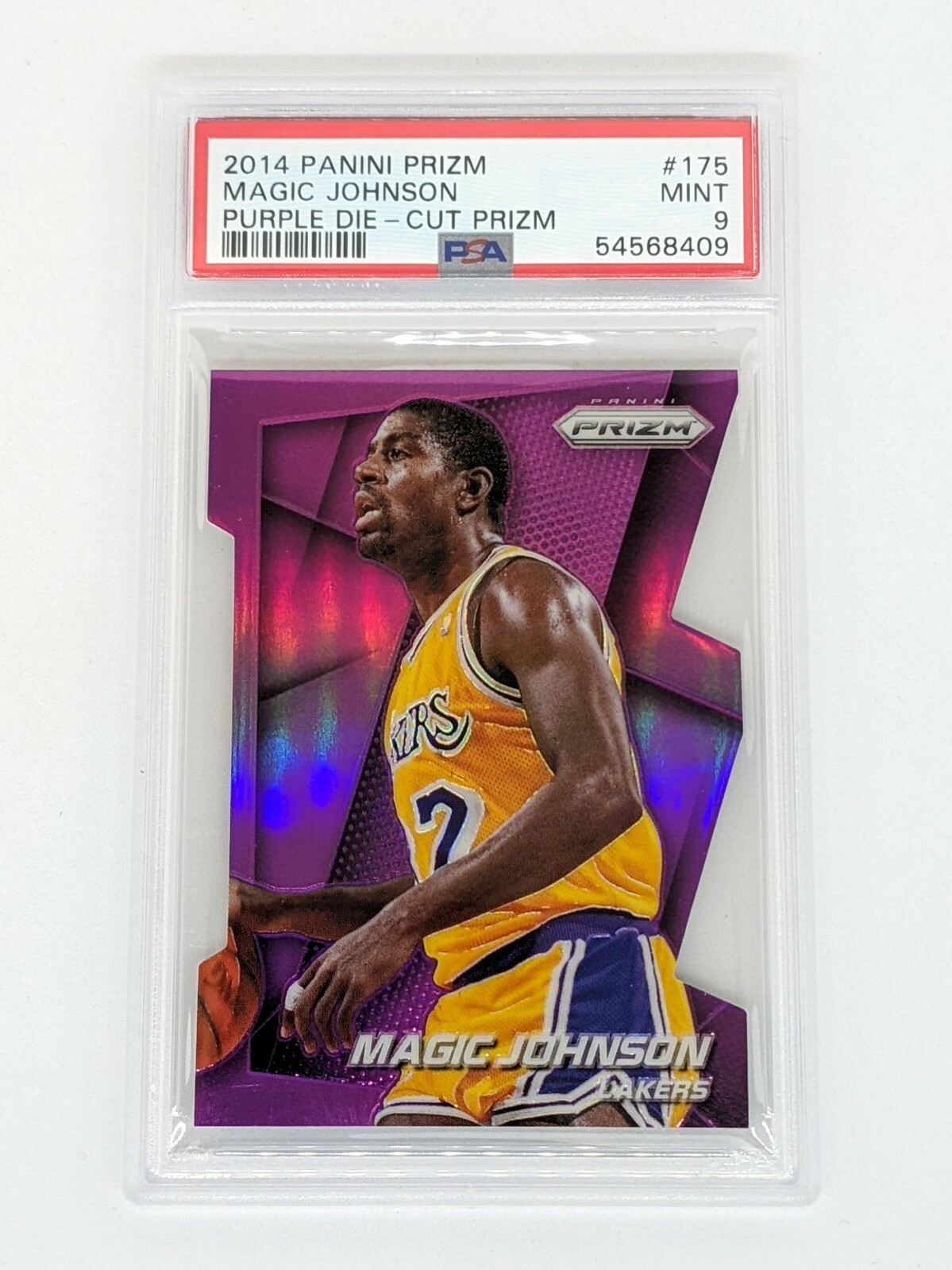 2014-15 Panini Prizm Purple Die-Cut Prizm #175 Magic Johnson /139 PSA 9 Lakers