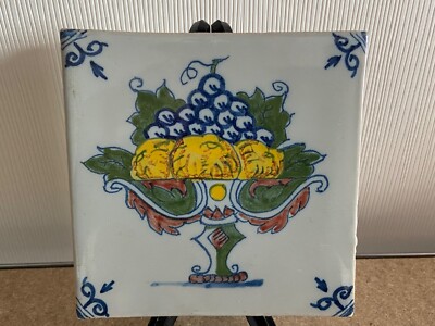FREE SHIPMENT Unique polychrome TILE MAKKUM Tichelaar Delft Holland fruit 2