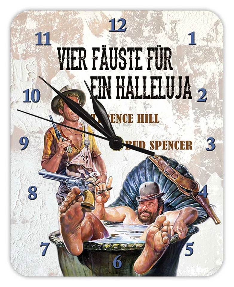 BLECHWAREN FABRIK BRAUNSCHWEIG GMBH Bud Spencer & Terence Hill VIER FÄUSTE - Wanduhr aus Blech 20 x 25 cm KUT01
