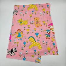 Vintage Nursery Baby Fabric 44x61 Pink Animals 1.61 Yards Kangaroo Elephant Duck