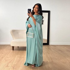 Satin Abaya Women Maxi Dress Evening Kaftan Long Robes Evening Caftan Dubai Gown