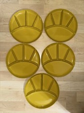 SET of 5-Imperial International Divided Sushi Melmac Plates Japan GOLD YELLOW