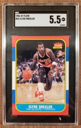 1986 Fleer #26 Clyde Drexler Portland Trail Blazers Basketball Card SGC 5.5 RC - Picture 1 of 2