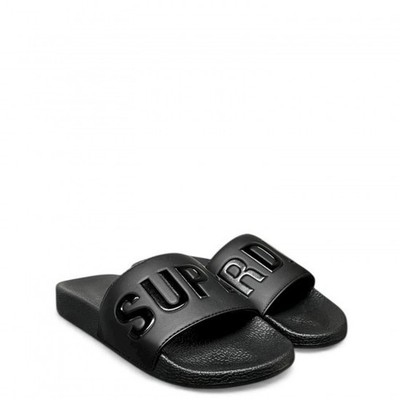 Superdry Sliders Flip Flops Sandalen Herren Core Pool Slide Schwarz