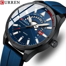 CURREN Herren Uhr 47mm Sport Silikon Quarz 3ATM Auto Datum Geschenk mit Box