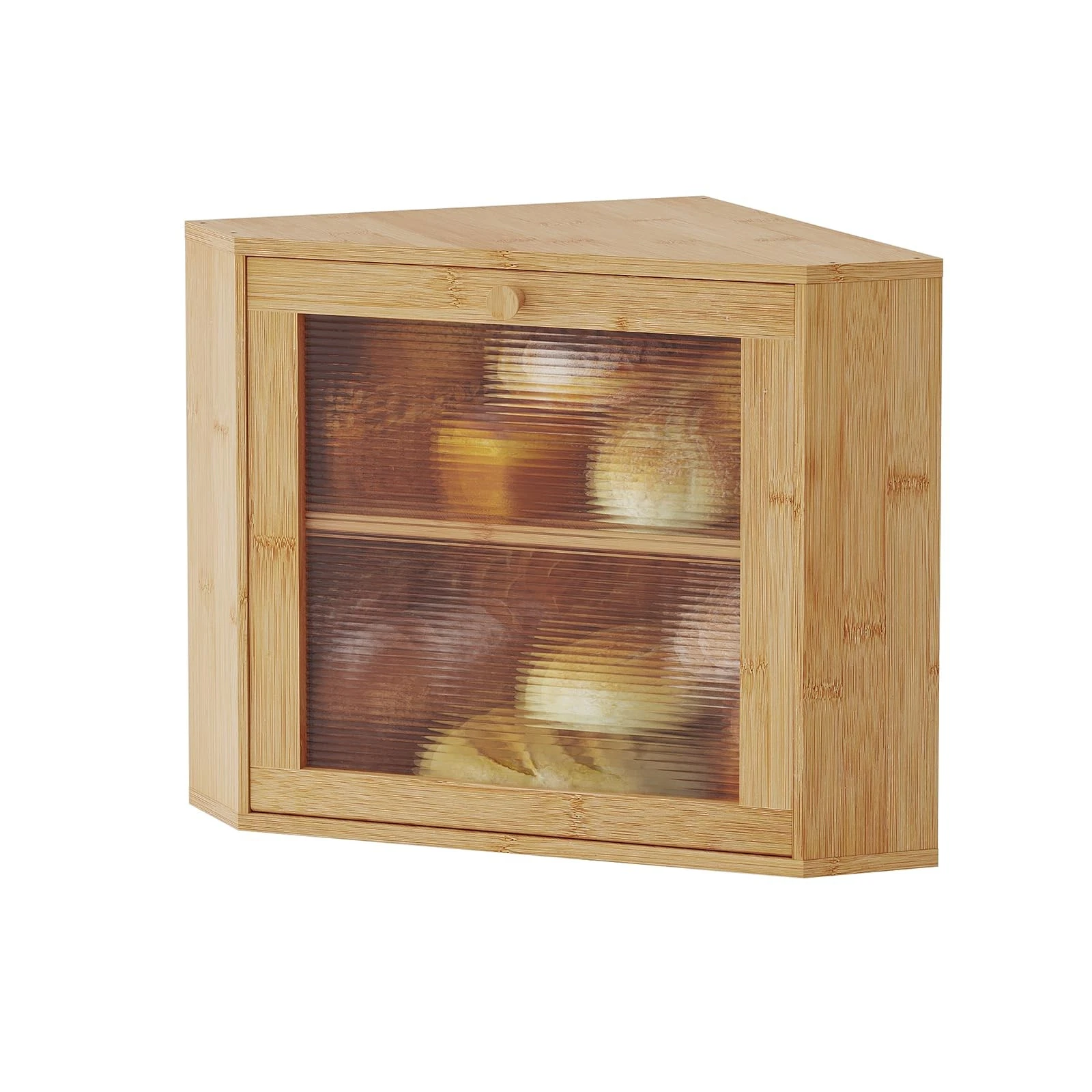 Corner Bread for Kitchen Countertop - Wavy Acrylic Door, Adjustable 2-Layer B...