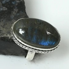 Labradorite Gemstone Ethnic Handmade Ring Jewelry Gift US Size-7.25 AR 15753