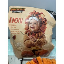 Spooktacular Creations Lion Costume Baby 6-12 Months Brown Excellent Plush 4pc