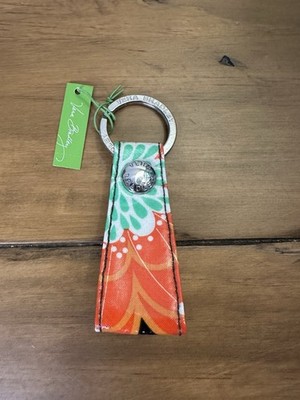 Vera Bradley Loop Keychain Ziggy Zags Orange Pink Blue Hard To Find Pattern NWT