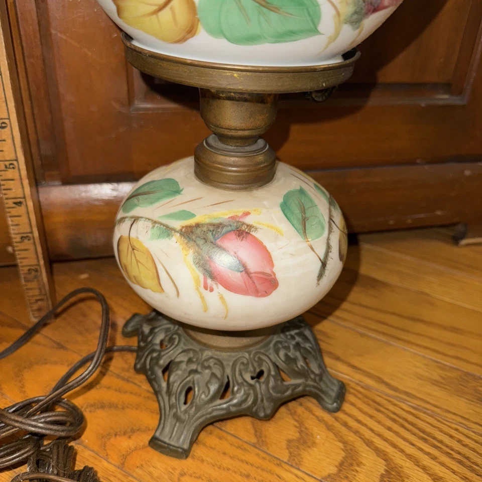 ULTRA RARO PAR DE Fenton de 1950 para L.G. Lámparas Wright Moss Rose Peach 14" H Foto 4 de 4