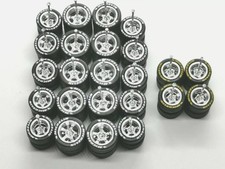 Hot Wheels MICHELIN Rubber Tires 12 sets 5 Spoke 10/ 12mm   (White + Yellow)