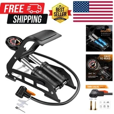 Double Barrel Bike Floor Foot Pump,Portable Air Pump Inflator Pump with 160PS...