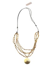 J. Jill Beaded Necklace With Pendant Gold Tone Hammered Metal New With Tags