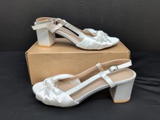 Shein Bowknot Slingback Chunky Heel Womens Party Sandals EU 39 White