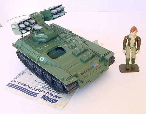 1983 HASBRO GI JOE 9" WOLVERINE ARMED MISSILE VEHICLE w COVER GIRL ACTION FIGURE
