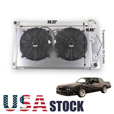 For 78-88 Monte Carlo El Camino Regal Cutlass G-Body 3 Row Radiator Shroud+2Fans