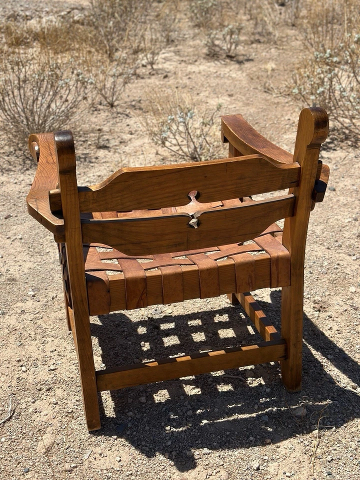 复古 Artes de Mexico Internacionales SA William Spratling 风格皮革扶手椅 — 第 4/4 张图片