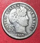 1910 US Barber SILVER Dime! "LIBERTY" Shows! FINE! Old US Coin!