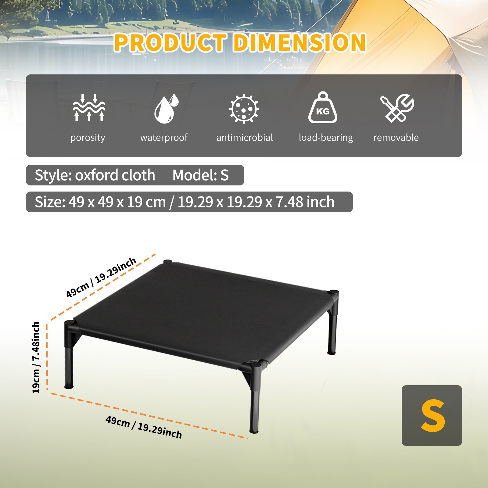 Elevated Dog Bed for Large Dog Portable Raised Dog Cot w/ Metal Frame XL New