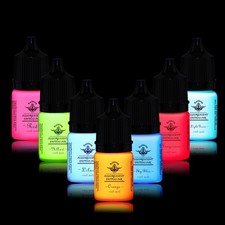 Fluorescent Tattoo Ink Set - 7 Colors Glow Under Blacklight for Artists