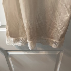 Vintage Shadowline Lace Trim Full Slip - Nude/Champagne - 34B