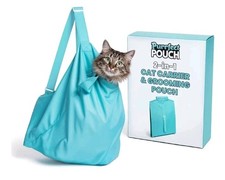 Purrfect Pouch 2-in-1 Cat Carrier Grooming Bag Green