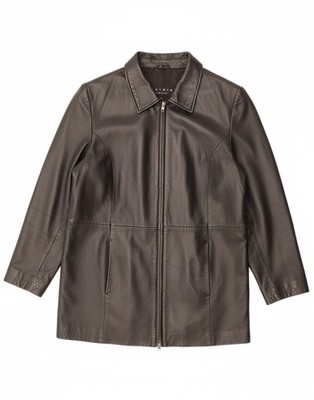 ELEMENTS Damen Lederjacke UK 10 Small schwarz Leder klassisch AP11