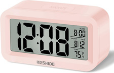 Travel Digital Alarm Clock Battery Operated with Indoor Temperature, Desk Small