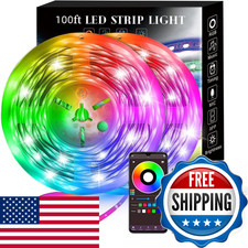 Lcutml 100Ft Smart Led Strip Lights 2 Rolls Of 50Ft Rgb Strip Lights Sync To