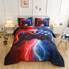 Gamer Gaming Bedding Sets Tie Dye Lightnings Gamepad Comforter Set for Boys Game