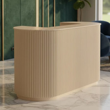 Ripple Reception Table Modern Curved Front Reception Desk with Fluted Panel Desk