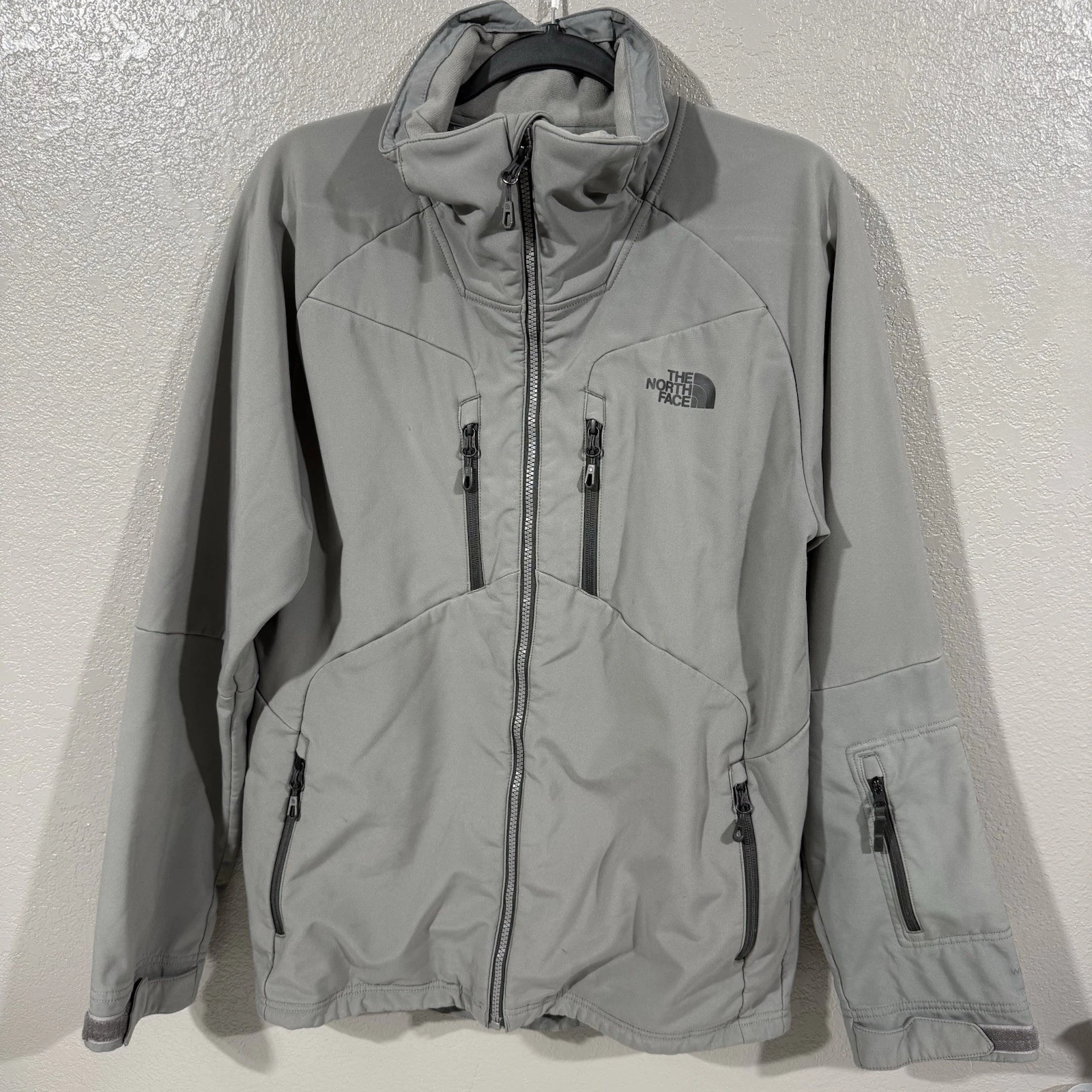 Men's S The NORTH FACE Gray Apex Storm Peak Soft Shell Sweater Jacket NO LINER