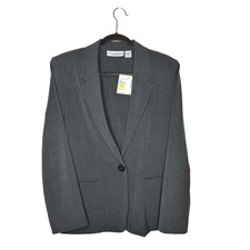 Sag Harbor Stretch Blazer Women  s M Gray One Button Unlined Career Jacket NWT