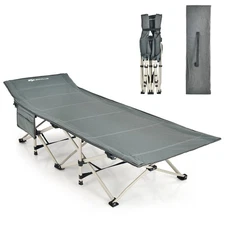 Indoor & Outdoor Heavy-Duty Steel Sleeping Cot Wide Foldable Camping Cot Grey