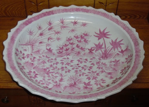 Large Round Antique 19" Chinese Hand Painted Porcelain Bowl - 19.25"
