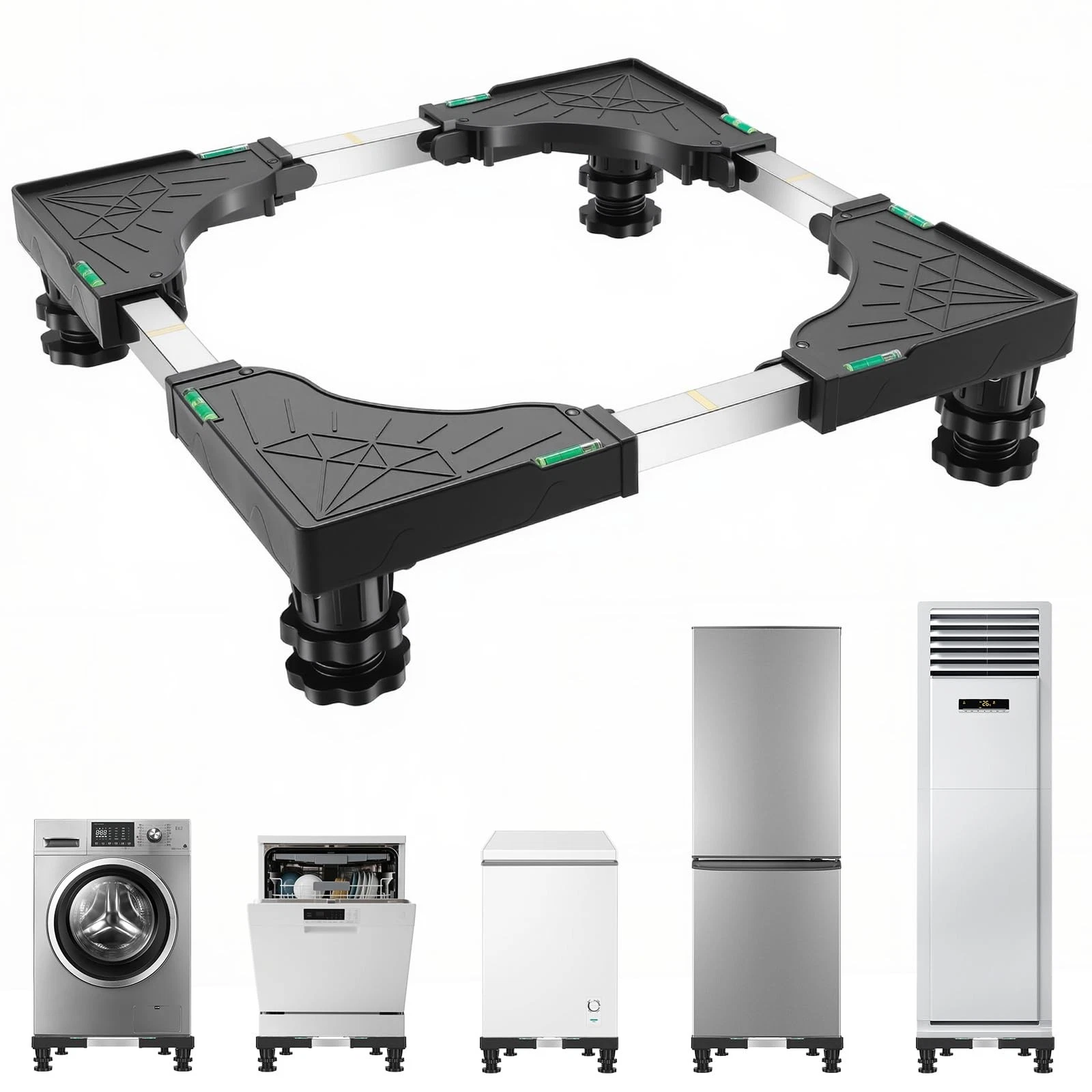 Mini Fridge Stand Adjustable Universal Black Stand Base,Portable Washer Pedes...