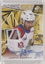 2021 Upper Deck SP Game Used CHL Edition Gold 4/49 Justin Sourdif Patch Auto n1u