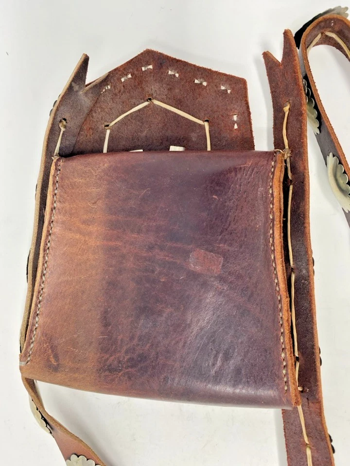 Vintage Handcrafted Leather Concho Bag Southwestern Santa Fe Estate Find – RARE - Image 3 of 4
