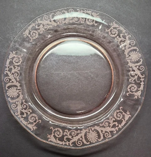 Pink Fostoria Versailles 9 1/4 Dinnner Plates Etched Depression Glass