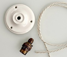 Traditional Pendant Light Set: Ceramic Rose Cable Bulbholder various options PL