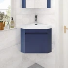 Corner Wall Mounted Bathroom Vanity Floating Cabinet w/Sink for Small Bathroom